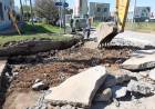 Reparación de la calzada en Rawson y 25 de Mayo