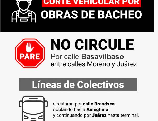 CORTE VEHICULAR POR OBRAS DE BACHEO