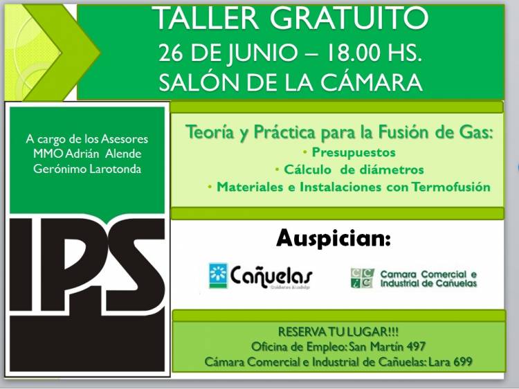 Imperdible taller gratuito de capacitación en termofusión para gas