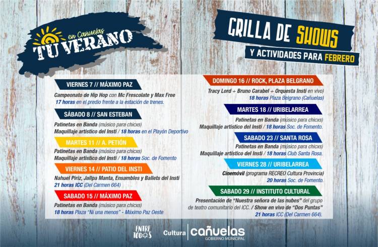 El ciclo cultural “Tu verano en Cañuelas” llega a los barrios