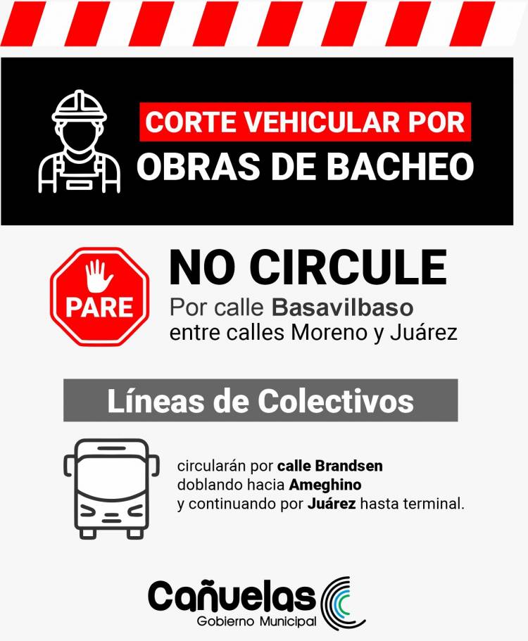 CORTE VEHICULAR POR OBRAS DE BACHEO