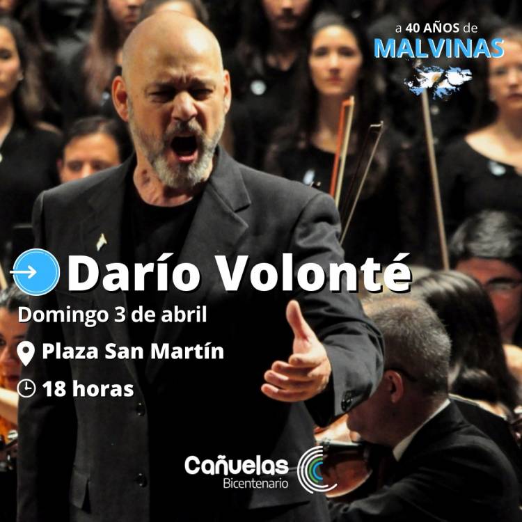 40 años de Malvinas: el tenor Darío Volonté se presentará en la plaza San Martín